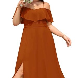 NWT 🧡 Off-Shoulder Rust Maxi Dress